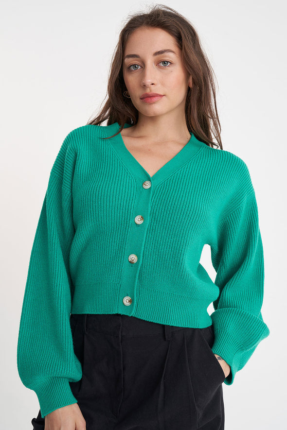 HUFFER BELLA KNIT CARDIGAN - CLOVER