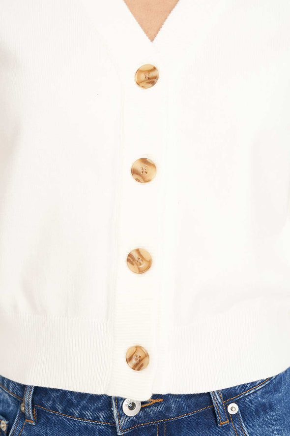 HUFFER BIBI KNIT CARDIGAN - CHALK