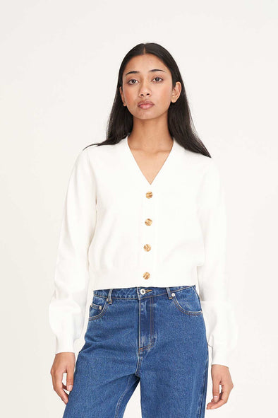 HUFFER BIBI KNIT CARDIGAN - CHALK