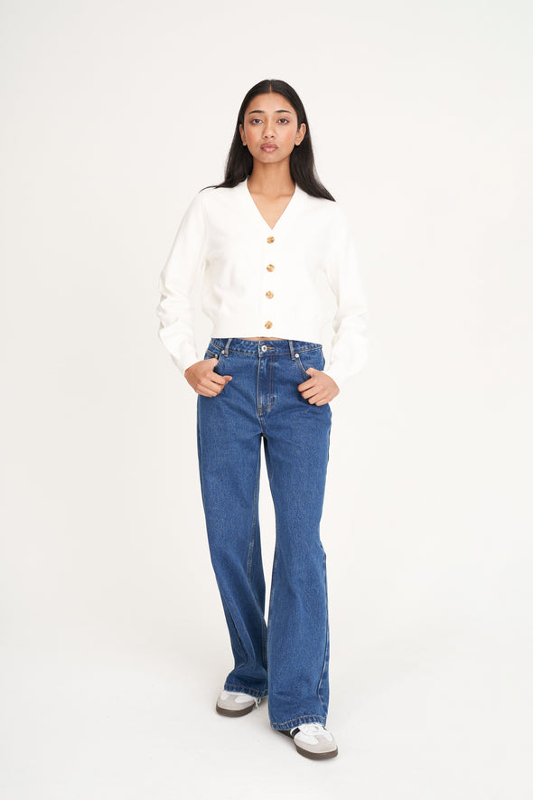 HUFFER BIBI KNIT CARDIGAN - CHALK