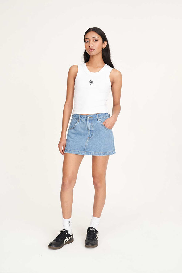 HUFFER 97 DENIM MINI SKIRT - DRIFT BLUE