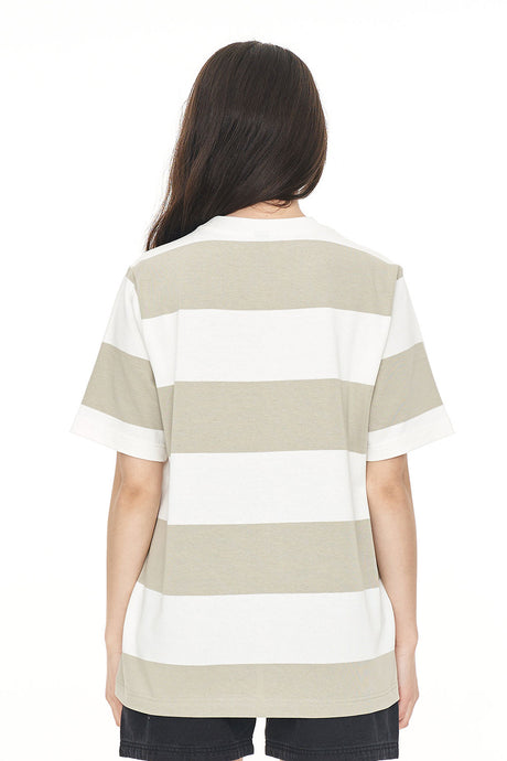 HUFFER STRIPE RELAX TEE - MOONROCK/CHALK