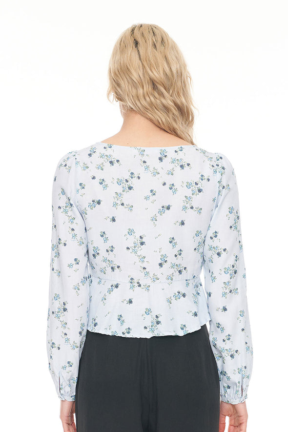 HUFFER LALISA CLEO LS TOP - BLUE FLORAL