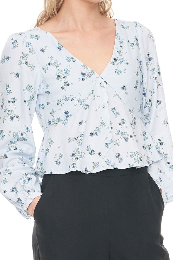 HUFFER LALISA CLEO LS TOP - BLUE FLORAL