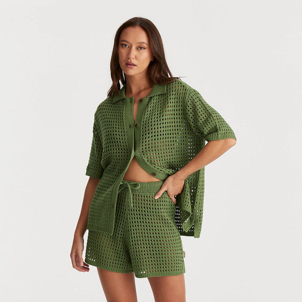 WRANGLER DREAMER CROCHET SHIRT - ELM GREEN