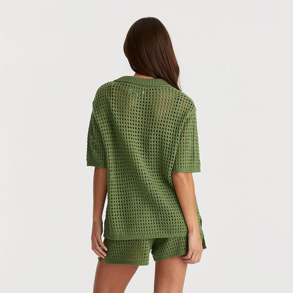 WRANGLER DREAMER CROCHET SHIRT - ELM GREEN