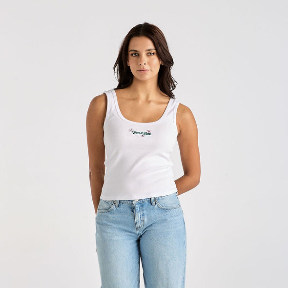 WRANGLER DAISIES MY MATES TANK - OPTIC WHITE