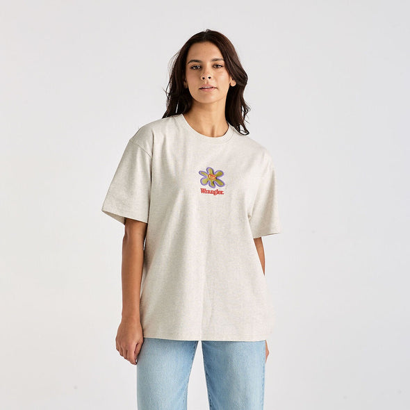 WRANGLER DAISY TEARS SLOUCH TEE - GREY MARLE