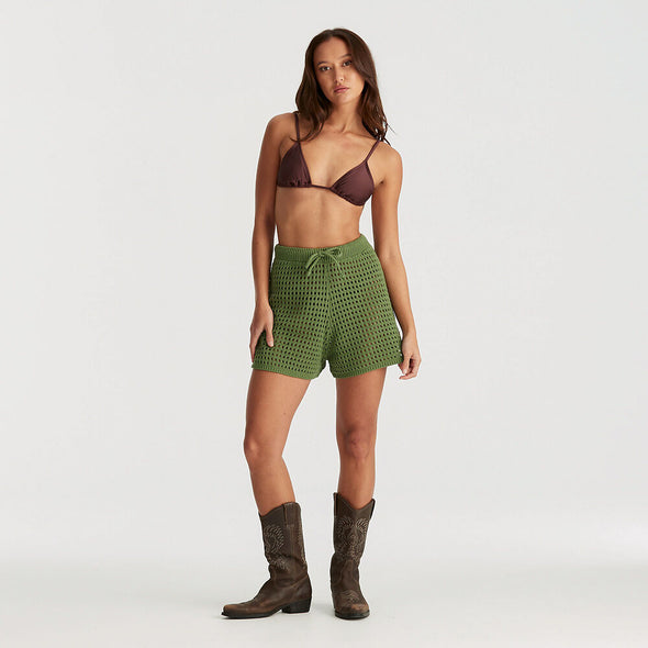 WRANGLER DREAMER CROCHET SHORT - ELM GREEN