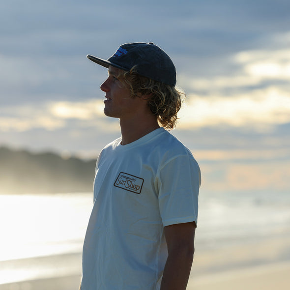 WHANGAMATA SURF SHOP BOX LOGO TEE - NATURAL