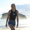 WHANGAMATA SURF SHOP RIBED FLOWER SINGLET - BLACK