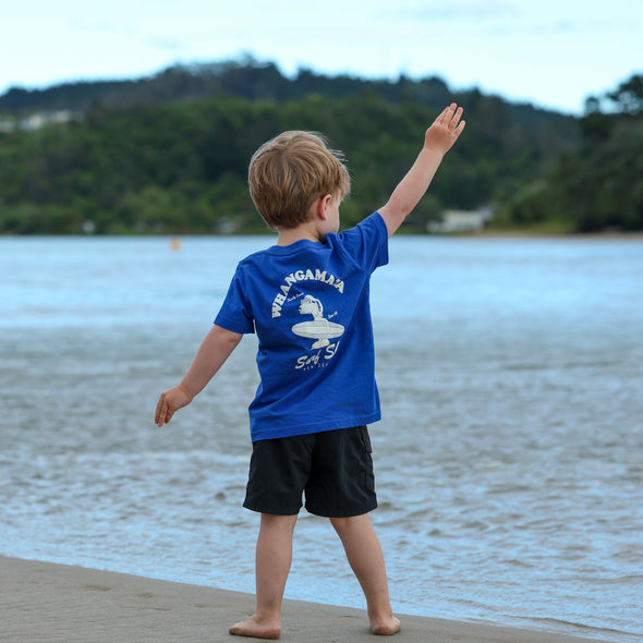 WHANGAMATA SURF SHOP BOYS SURF DOG TEE - BLUE
