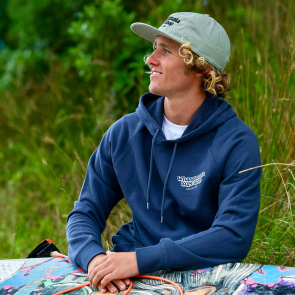 WHANGAMATA SURF MENS BUBBLE LOGO HOOD - PETROL BLUE