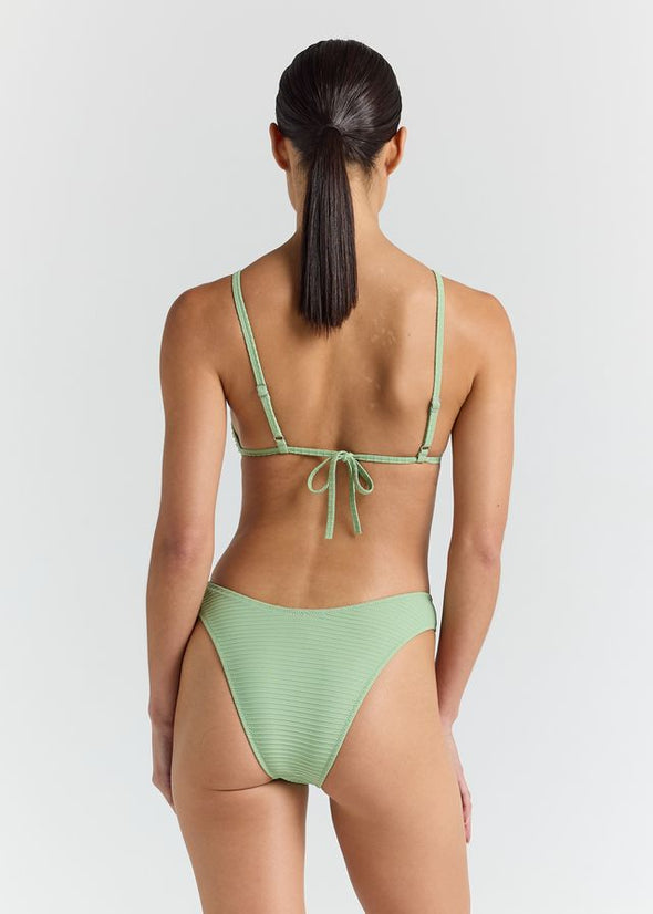 POOLSIDE PARADISO  BRALETTE TRI TIE TOP W/ HI CUT CHEEKY BOTTOM - PALM