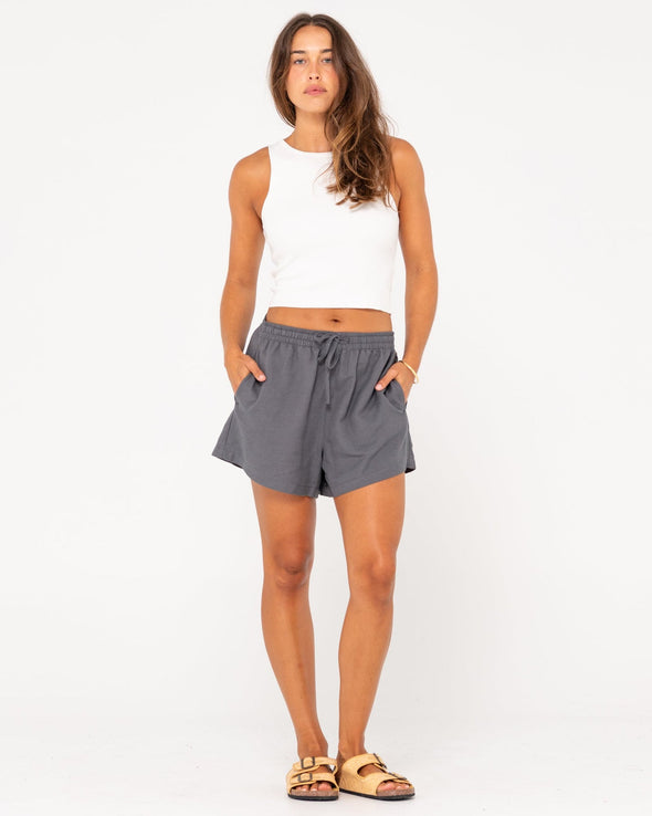 RUSTY ALANNAH LOUNGE LINEN SHORT - COAL