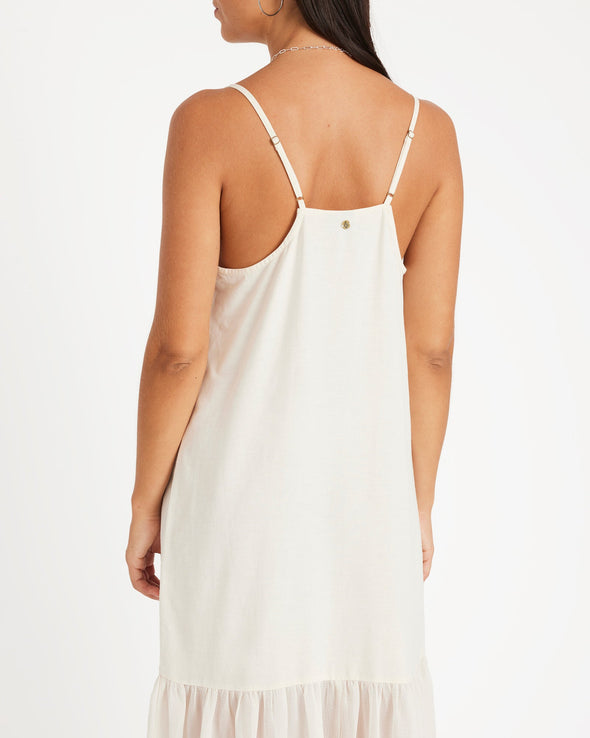 VOLCOM SMALL TALK DRESS - VINTAGE WHITE