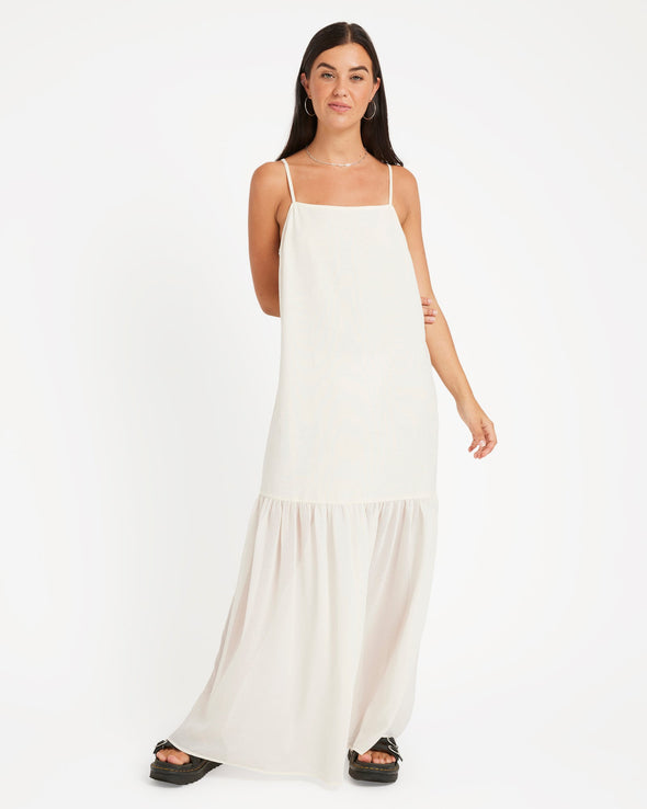 VOLCOM SMALL TALK DRESS - VINTAGE WHITE