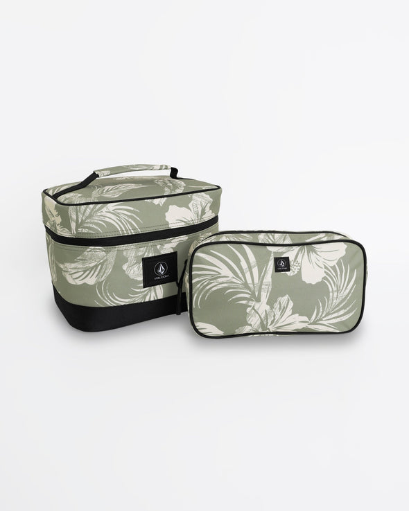 VOLCOM PATCH ATTACK DELUXE MAKEUP BAG - MOSS STONE
