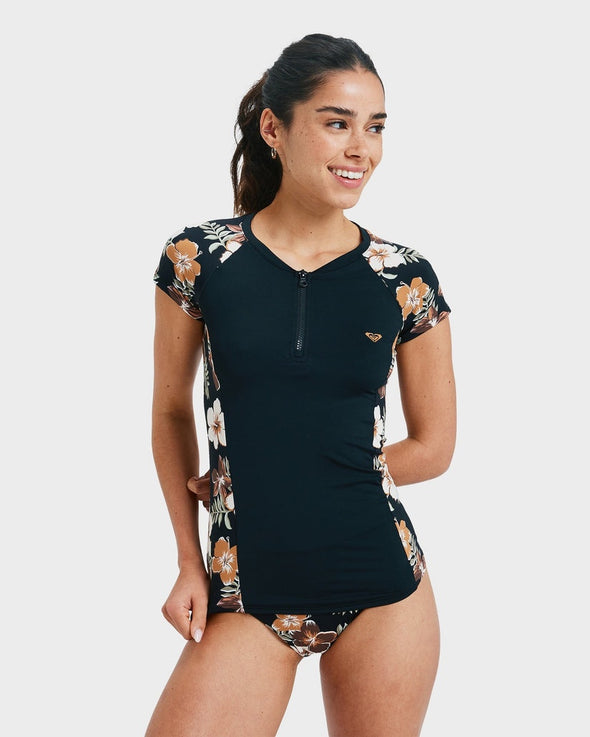 ROXY CS HALF ZIP LYCRA - ALMOND TROPICAL FEELS