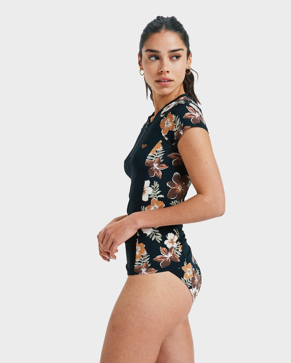 ROXY CS HALF ZIP LYCRA - ALMOND TROPICAL FEELS