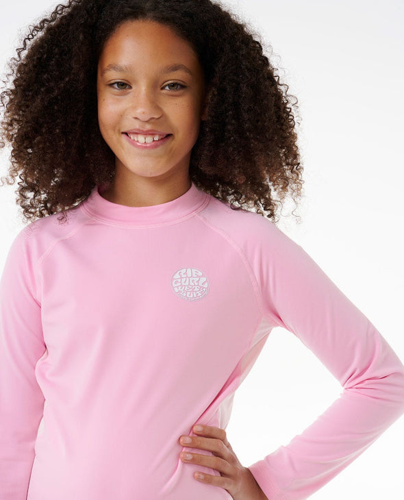 RIP CURL ICON BRUSHED L/S-GIRL - BRIGHT PINK
