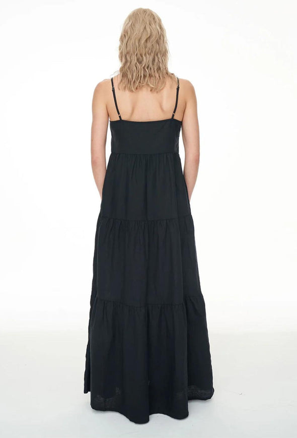 HUFFER LIN-IN RESORT DRESS - BLACK