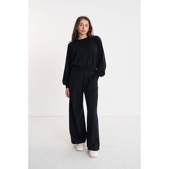 HUFFER MERINO LOUNGE PANT - BLACK