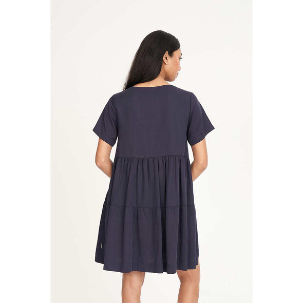 HUFFER CAlI V NECK DRESS - MIDNIGHT