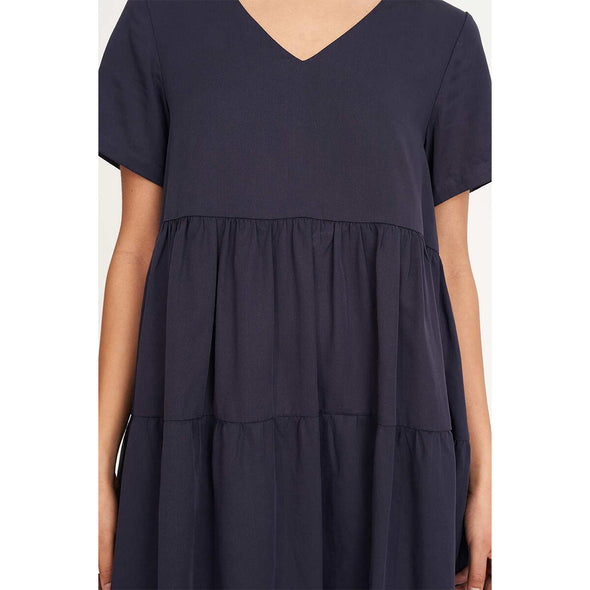 HUFFER CAlI V NECK DRESS - MIDNIGHT