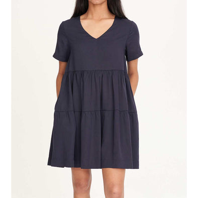 HUFFER CAlI V NECK DRESS - MIDNIGHT