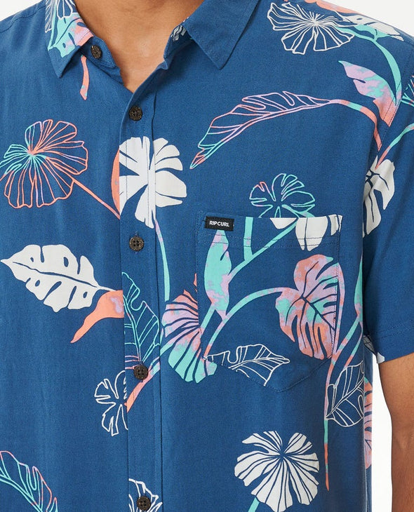 RIP CURL MOD TROPICS S/S SHIRT - WASHED NAVY