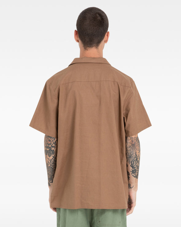 HURLEY CAMP TEXTURE S/S SHIRT - TOBACCO BROWN