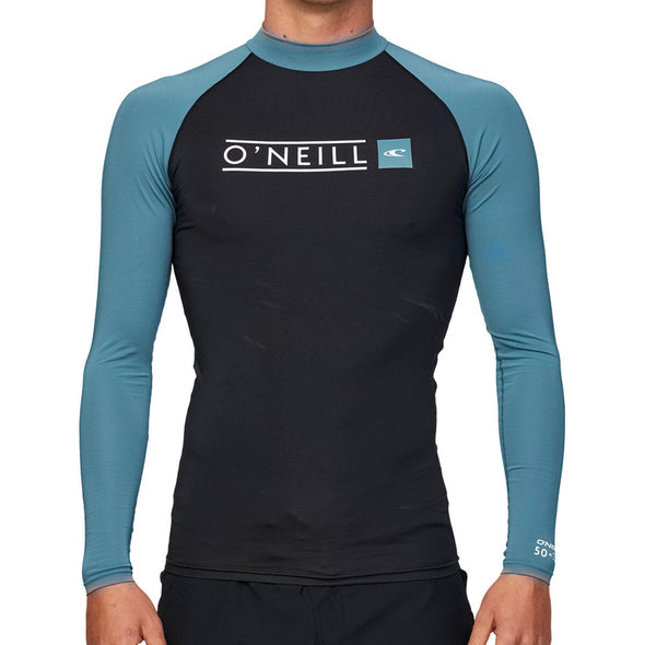 ONEILL REACTOR BLOCK UV LS RASH VEST - BLACK/DEEP TEAL