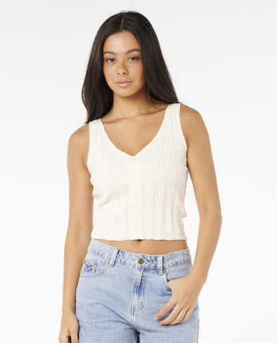 RIP CURL SUNSET LUAU KNIT TOP - OFF WHITE