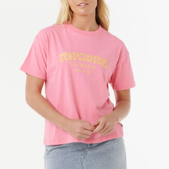 RIP CURL SURF PUFF RELAXED TEE - PINK/ORANGE