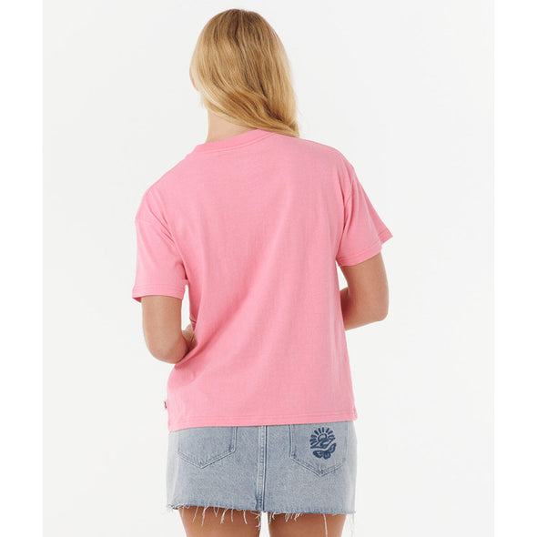 RIP CURL SURF PUFF RELAXED TEE - PINK/ORANGE