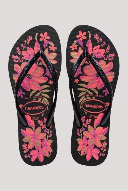 HAVAIANAS SLIM ORGANIC - BLACK/PINK/LEMONADE
