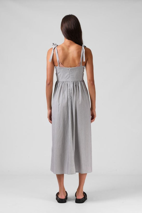 RPM SOFIA MIDI DRESS - B/W PINSTRIPE