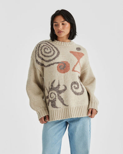 WRANGLER SYMBOLS SLOUCH KNIT - CREAM CACAO