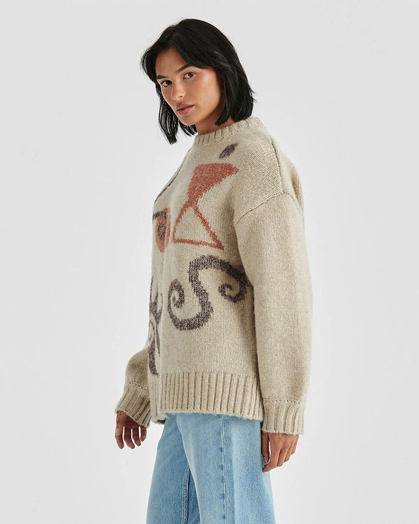 WRANGLER SYMBOLS SLOUCH KNIT - CREAM CACAO