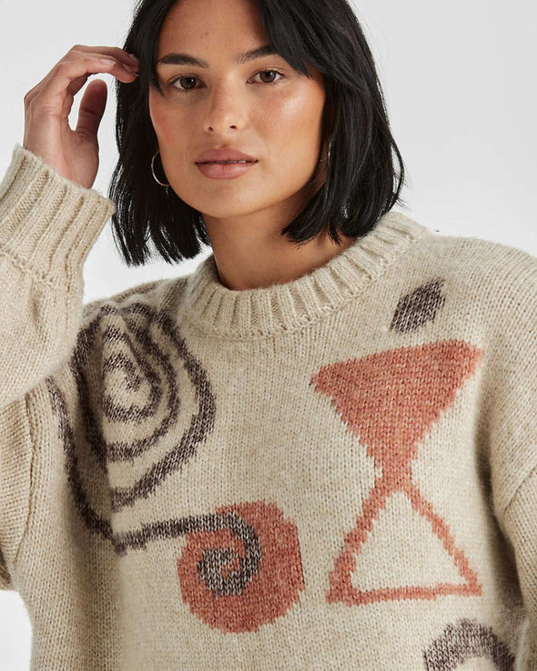 WRANGLER SYMBOLS SLOUCH KNIT - CREAM CACAO