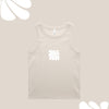 WHANGAMATA SURF SHOP RIBED FLOWER SINGLET - BONE
