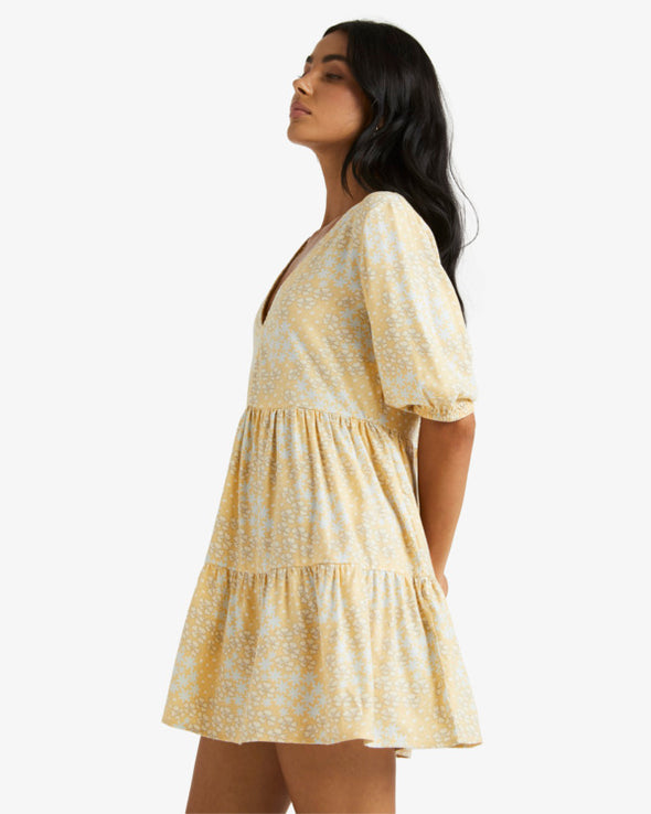 RVCA COLLAGE VIENNA DRESS - SAHARA SUN