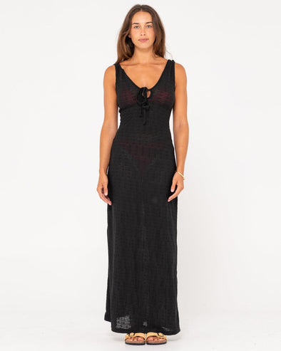 RUSTY VITA SHEER KNIT MAXI DRESS - BLACK