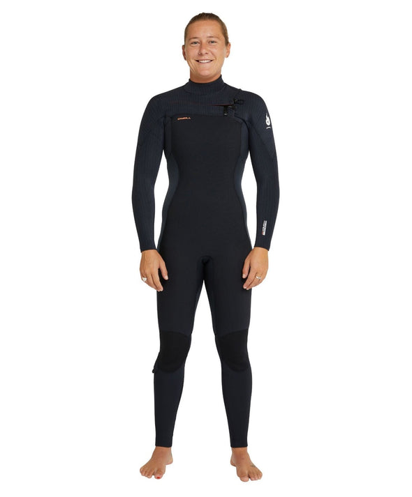 ONEILL WOMENS HYPERFIRE CHEST ZIP FULL 4.3MM STEAMER - BLACK