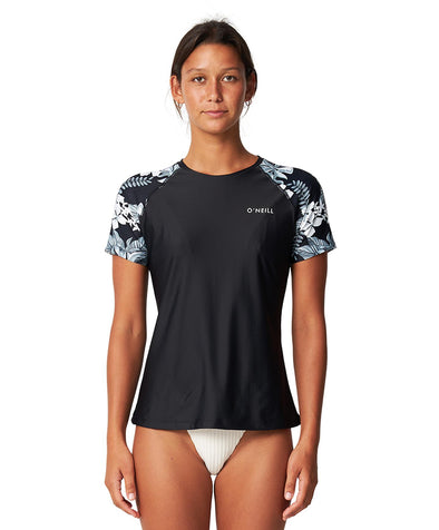 ONEILL SALINA SS SURF TEE RASH VEST - WILD ORCHID MIDNIGHT