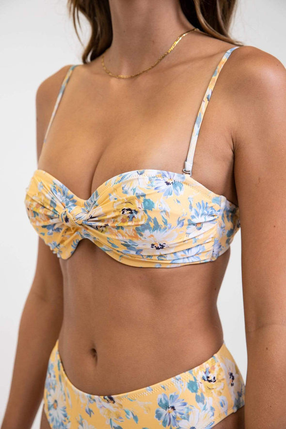 RHYTHM OIA BLOOM KNOTTED BANDEAU TOP WITH XANADU PANT - BUTTER