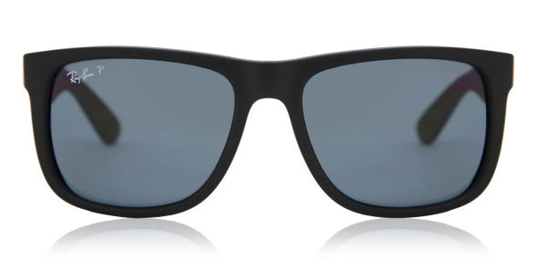 RAY BAN JUSTIN BLACK RUBBER W/ DARK BLUE POLARIZED- PT - 54