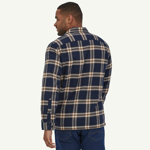 PATAGONIA M'S L/S ORGANIC COTTON MW FJORD FLANNEL SHIRT - NORTH LINE: NEW NAVY
