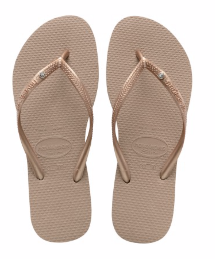 Rose gold top crystal havaianas